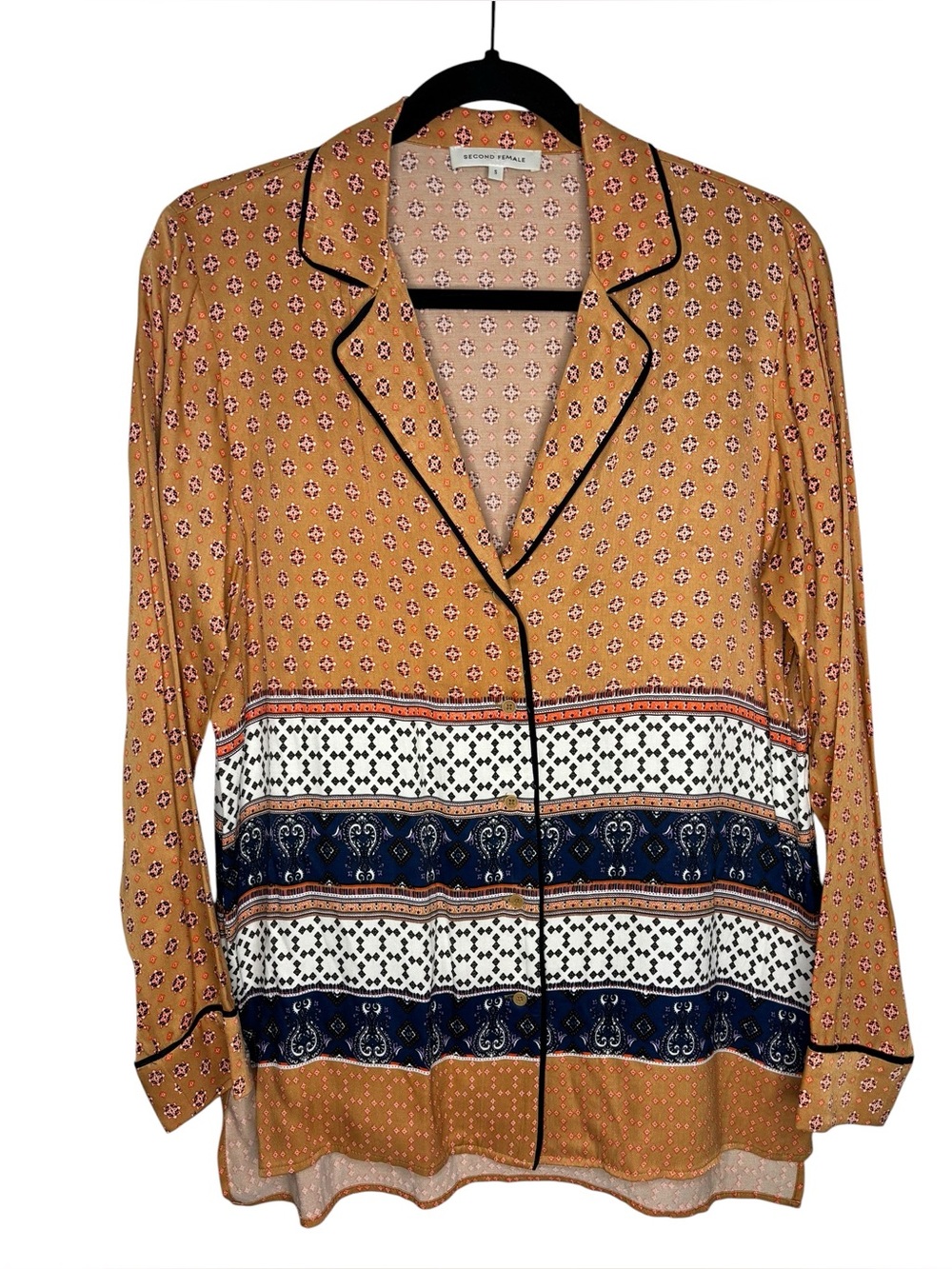 Anthropologie Second Female Vavara Pajama-style Shirt Geometric Paisley Print S - Picture 4 of 13